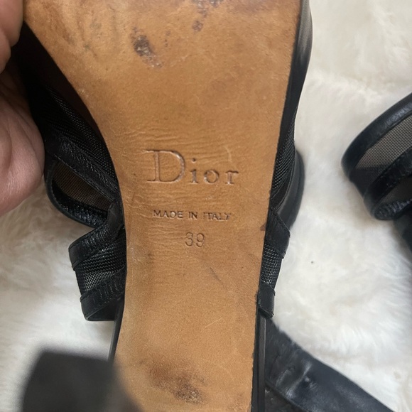 Dior Black Strappy Mesh & Leather Heels - Picture 5 of 5